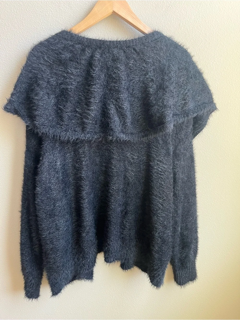 Black Cape Inspired Cardigan • Soft Eyelash Knit NWT